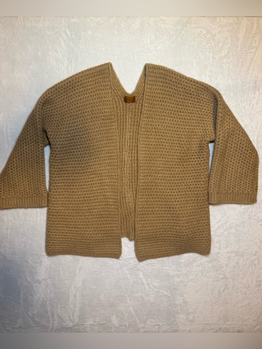 POL Open-Front Knit Cardigan in Camel